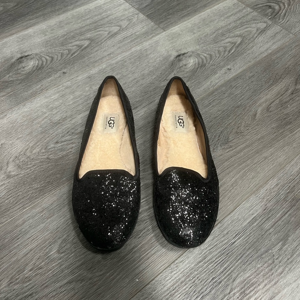 UGG Women's Black Glitter Loafers